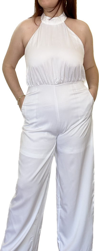 Jumpsuit Blanco con Cuello Halter