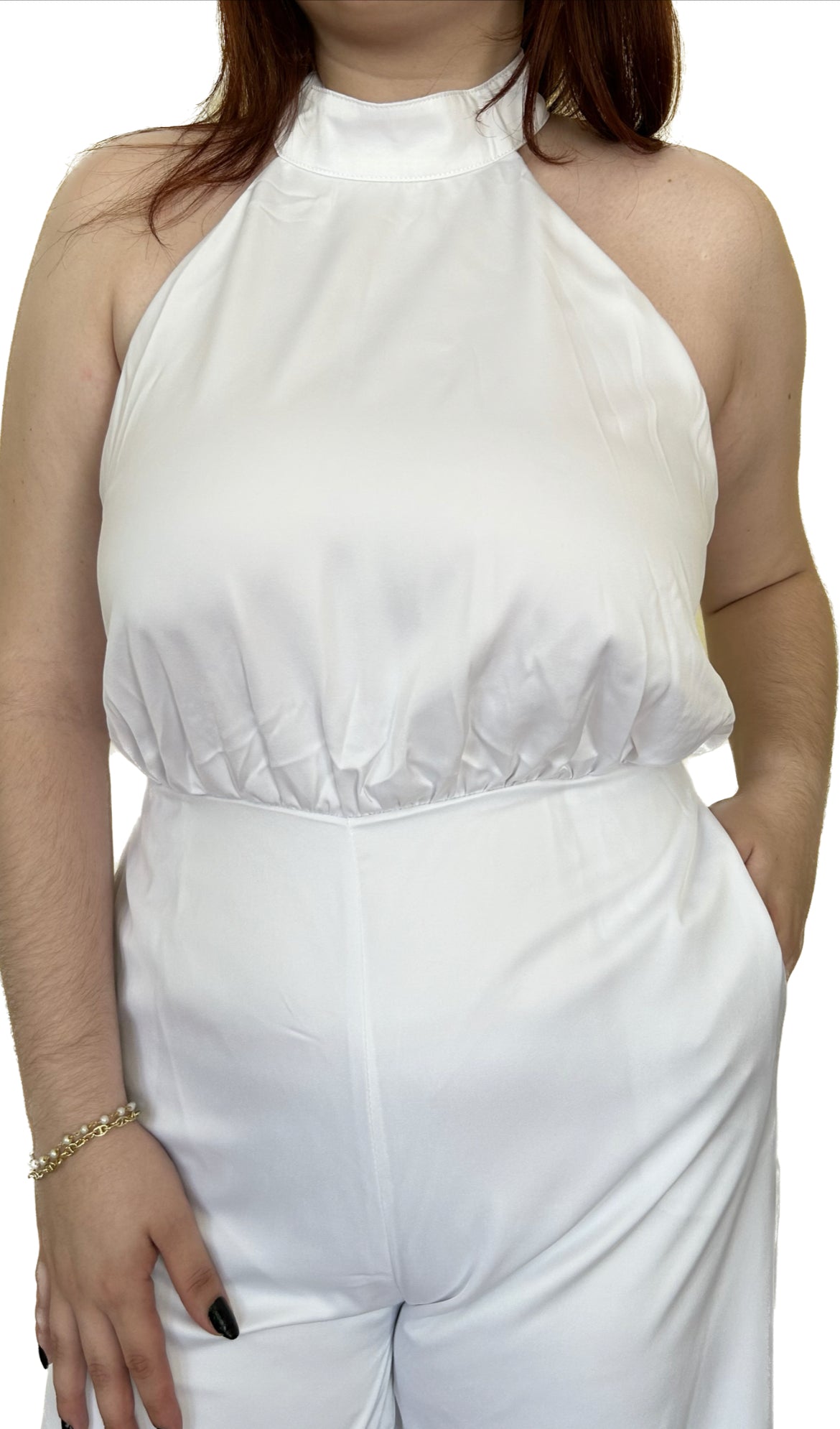 Jumpsuit Blanco con Cuello Halter